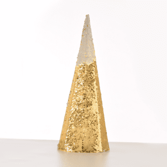 "Champagne Gold & White Sequin Cone Tree" 20 Ww Led Λαμπ. Μπατ. 3Χαα,Ip20 Φ18.5Χ50Cm