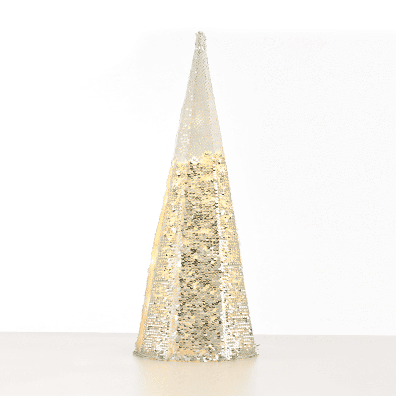 "Silver & White Sequin Cone Tree" 20 Ww Led Λαμπ. Μπατ. 3Χαα,Ip20 Φ20,5Χ60Cm - Image 2