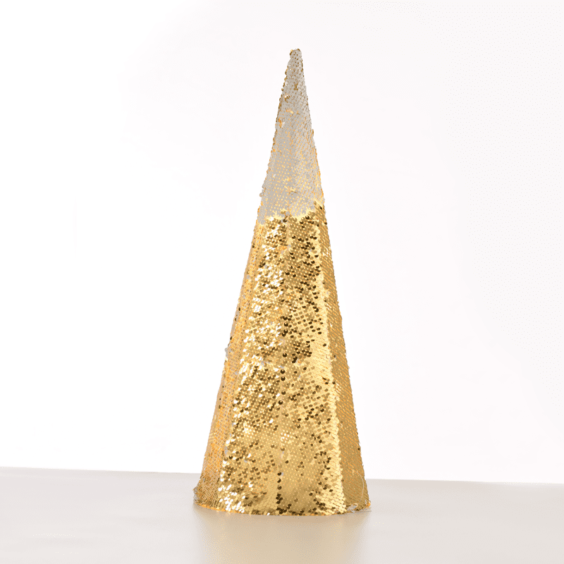 "Champagne Gold & White Sequin Cone Tree" 20 Ww Led Λαμπ. Μπατ. 3Χαα,Ip20 Φ20,5Χ60Cm