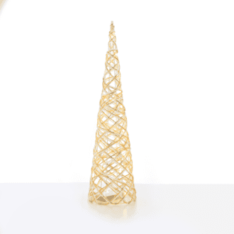 "White & Gold Cone Tree" 30 Mini Ww Led Λαμπ. Μπατ. 3Χαα,Ip20 Φ17X60Cm