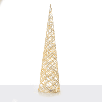 "White & Gold Cone Tree" 40 Mini Ww Led Λαμπ. Μπατ. 3Χαα,Ip20 Φ20.5X80Cm