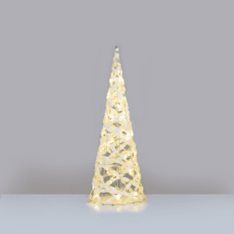 "White Cotton Thread Cone Tree" 40 Mini Ww Led Λαμπ. Μπατ. 3Χαα,Ip20 Φ20.5X60Cm