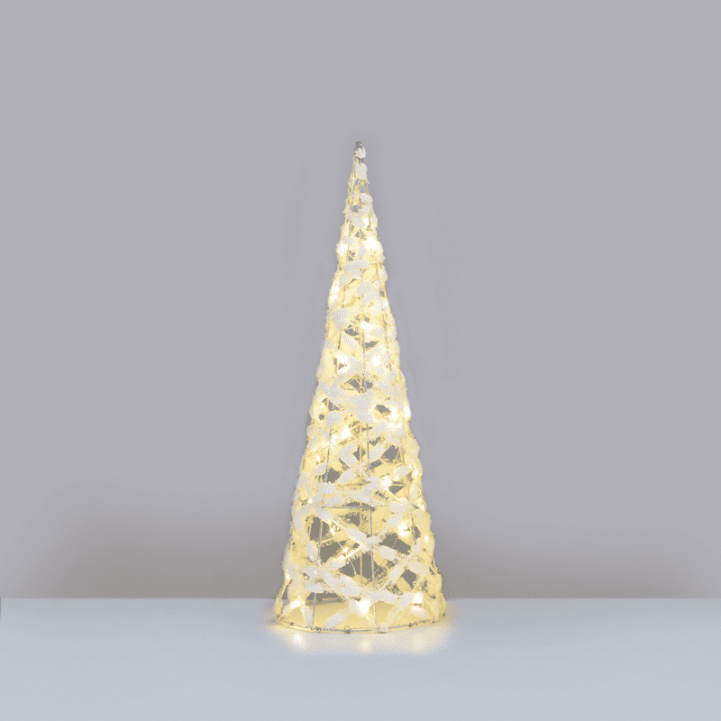 "White Cotton Thread Cone Tree" 40 Mini Ww Led Λαμπ. Μπατ. 3Χαα,Ip20 Φ20.5X60Cm