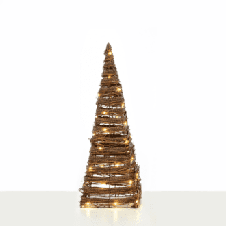 "Natural Rattan Cone Tree" 40 Mini Ww Led Λαμπ. Μπατ. 3Χαα,Ip20 Φ22X60Cm