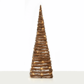 "Natural Rattan Cone Tree" 50 Mini Ww Led Λαμπ. Μπατ. 3Χαα,Ip20 Φ27X90Cm