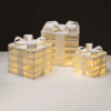 Set "White Gift Box, Burlap Bow" 75(15+25+35) Ww Led  Μπατ. 3*3Αα Ip20 17,23,28.5Cm