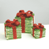 Set "Green Silver Rattan Gift Box, Red Bow" 90(20+30+40) Ww Mini Λαμπ. Μπατ. 3*3Αα Ip20 18,24,30Cm