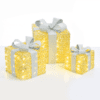 Set "Gold Silk Gift Box, Silver Bow"  90(20+30+40) Ww Mini Led Λαμπ. Μπατ. 3*3Αα Ip20 18,24,30Cm