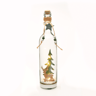 "Xmas Διακ/Το Γυαλινο Μπουκαλι" 5 Ww Led Λαμπ Ασημι Καλ Χαλκου Μπατ (3Xlr44) Ip20 Φ7X30Cm