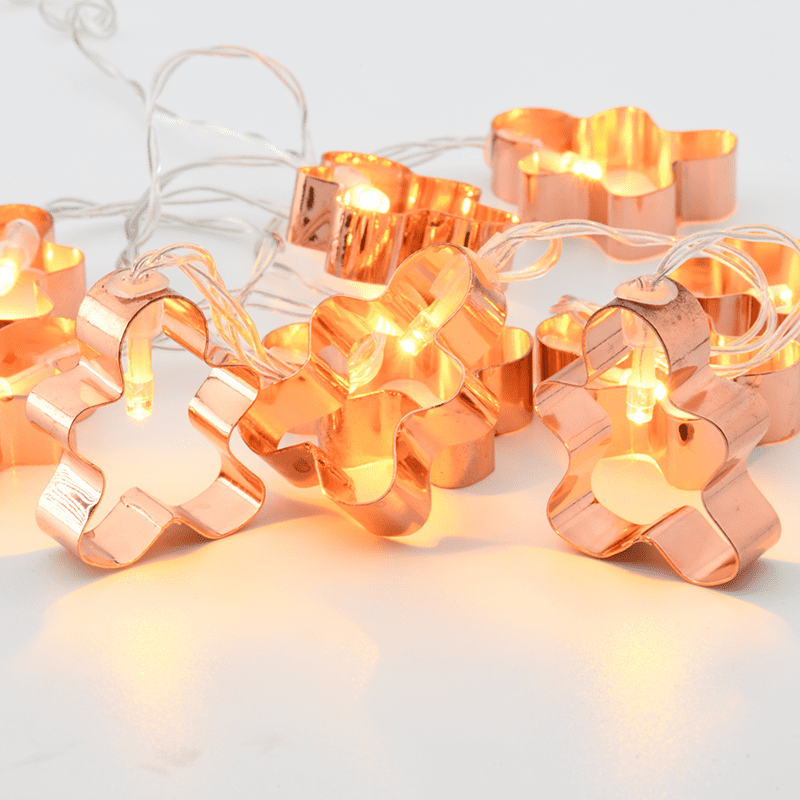 "Metal String Lights" Μπισκοτο 10 Led Λαμπακ Σειρα Μπαταρ(2Xαα) Θερμο Λευκο Ip20 135+30Cm Διαφαν Καλ