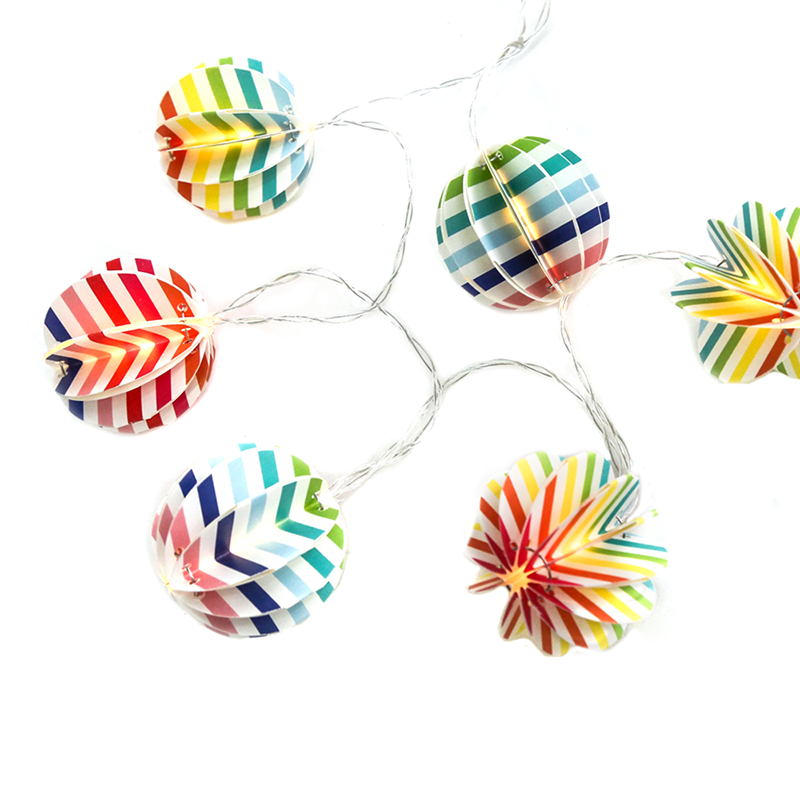 “Paper Decorative String Lights” Πολυχρωμη Μπαλα 10 Led Λαμπακ Σειρα Μπαταρ(2Xαα) Θερμο Λευκο Ip20