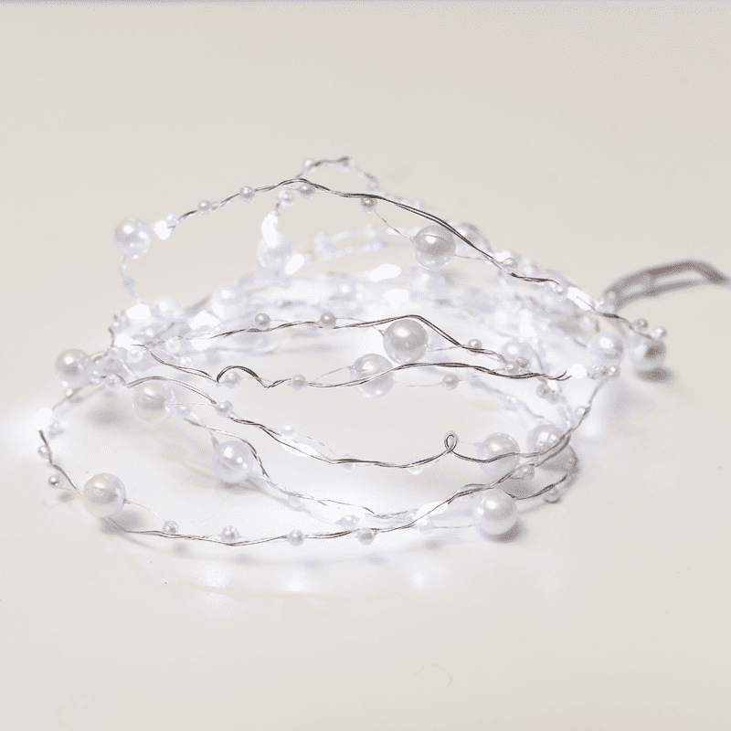 "Pearl" Σχέδιο 20 Led Λαμπακ Σειρα Ψυχρο Λευκο Ασημι Καλωδ Χαλκου & Μπαταρ 2Xaa Ip20 2M+10Cm 1.2W