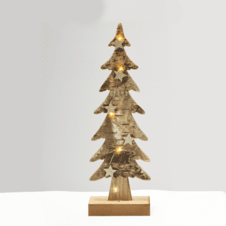 “Wooden Xmas Tree Light” Kαφε Δεντρο-Μεγαλο 5 Led Λαμπακ Μπαταρ(2Xaaa) Θερμο Λευκο Ip20 13X7X40Cm