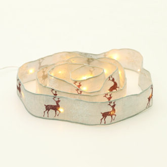White Ribbon With Reindeers 20 Led Λαμπ.χαλκου Ww Ασημι Καλ. Μπατ:2Xaa(Δεν Περιλ) Ip20 2M 30Cm 1.2W