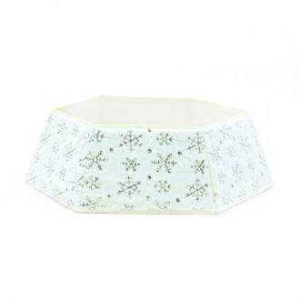 Εξαγωνη Διακοσμητικη Ποδια Χριστουγεννιατικου Δεντρου Λευκη Νιφαδεσ Παγιετα 76,2*61*24Cm