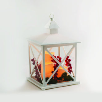 Λευκο Πλαστικο Φαναρι 3 Κερια Γκι 3 Ww Led Flicker Λαμπ Μπατ:3Xaaa(Δεν Συμπ) Ip20 23,5X23,5X37,5Cm