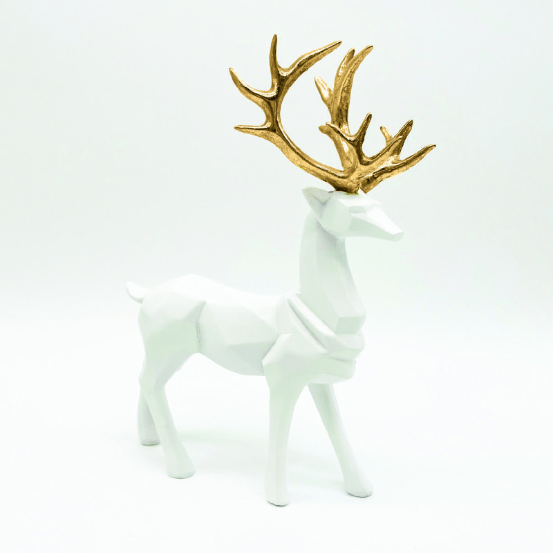 Διακοσμητικο Resin Ελαφι Λευκο 17X8X30Cm