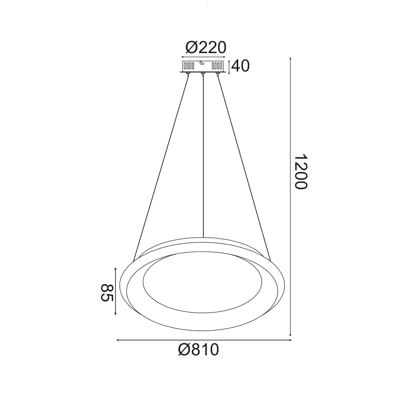 Κρεμαστο Φ/Σ Led 73W Dimmer Cct 5250Lm Λευκο Μεταλλικο D81Xh120Cm Diana - Image 2
