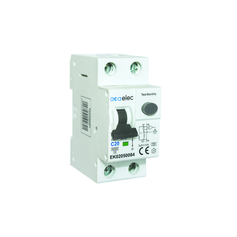 Ηλεκτρομαγνητικοσ Διακοπτησ Διαρροησ Rcbo 1P+N C20 30Mа Ac Type 6Ka 2M