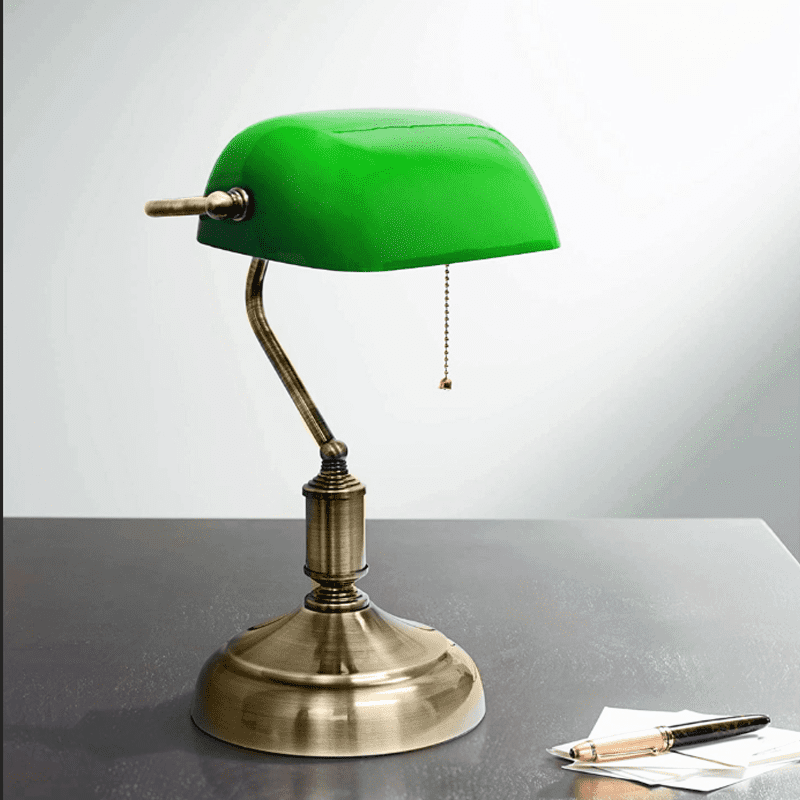 Φ/Σ Γραφειου 1Χε27 Πρασινο Γυαλι Πατινα Ορειχαλκο Μεταλλο 250Χ300 Prestige - Image 2