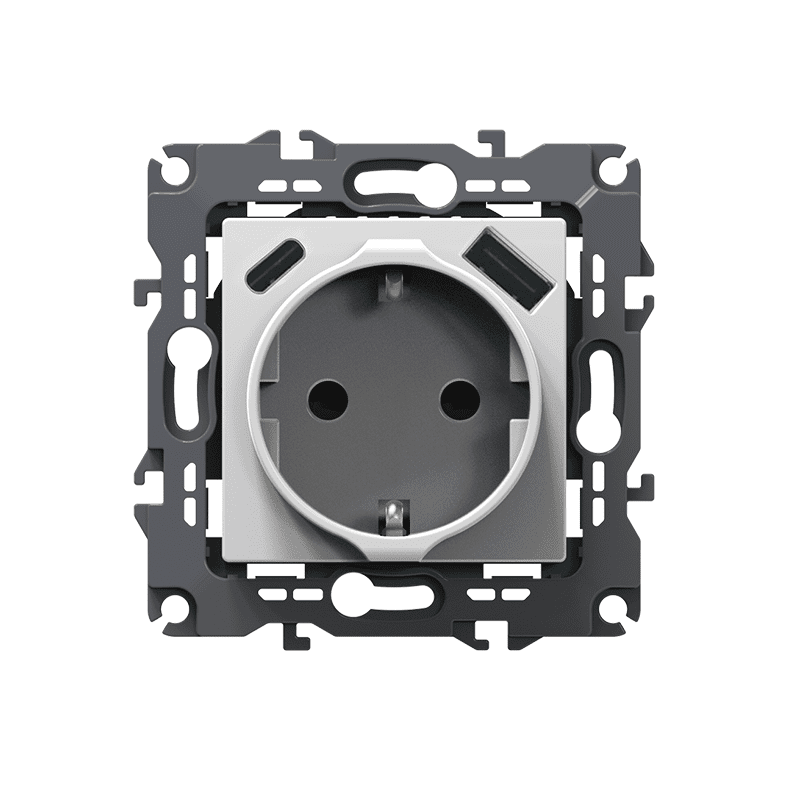 Prime Πριζα Σουκο Ασφαλειασ 1X2P+E 16A 250Vac & 2*Usb (Type A+C) 5Vdc 3A Ip20 Λευκη