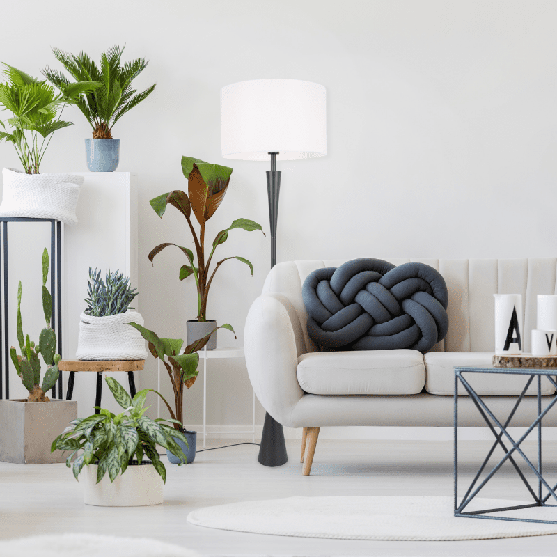 Δαπεδου Μαυρο Ματ Μεταλλο Λευκο Υφασματινο Καπελο 1Χε27 D40.5*H155Cm Plann - Image 2