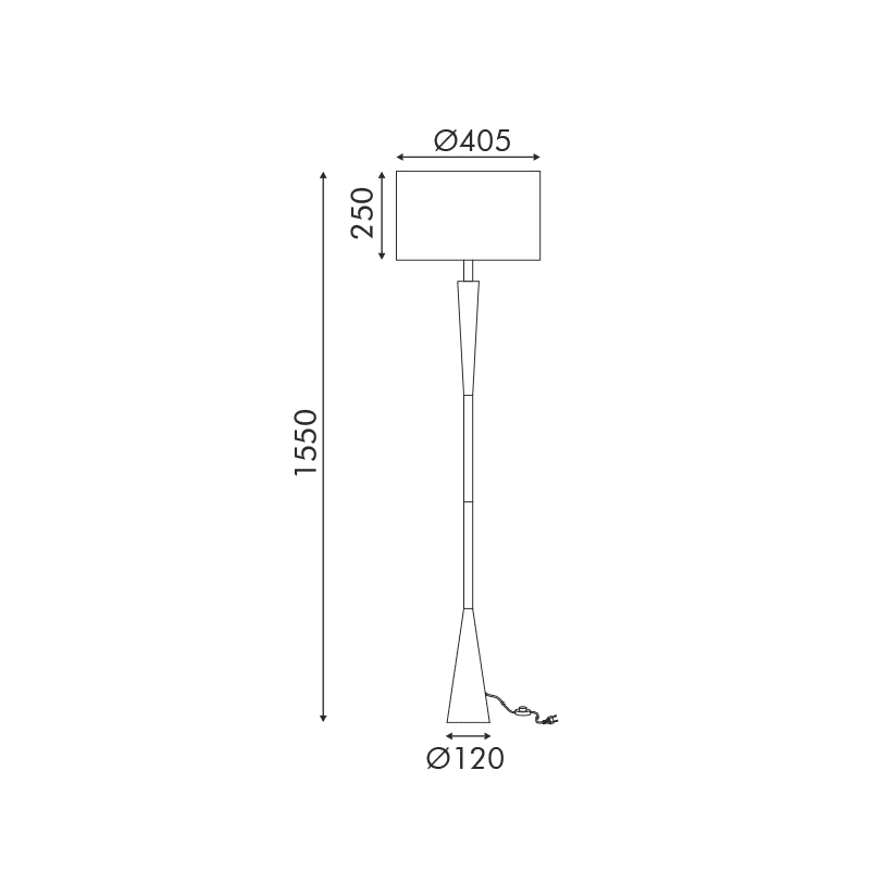 Δαπεδου Μαυρο Ματ Μεταλλο Λευκο Υφασματινο Καπελο 1Χε27 D40.5*H155Cm Plann - Image 3