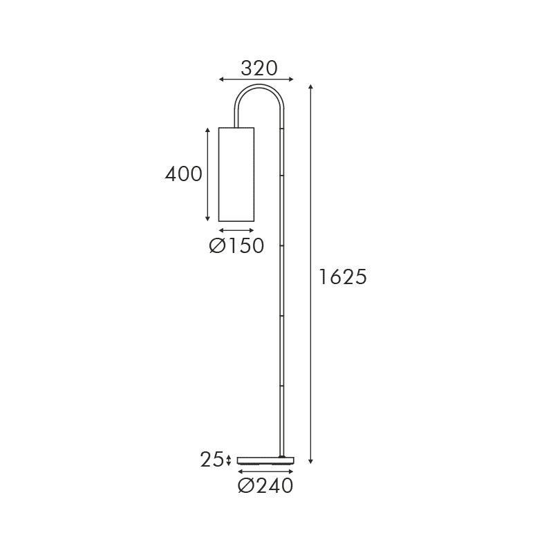 Δαπεδου Ορειχαλκο Μεταλλο Μπεζ Υφασματινο Καπελο 1Χε27 L32*W24*H162.5Cm Zoran - Image 2