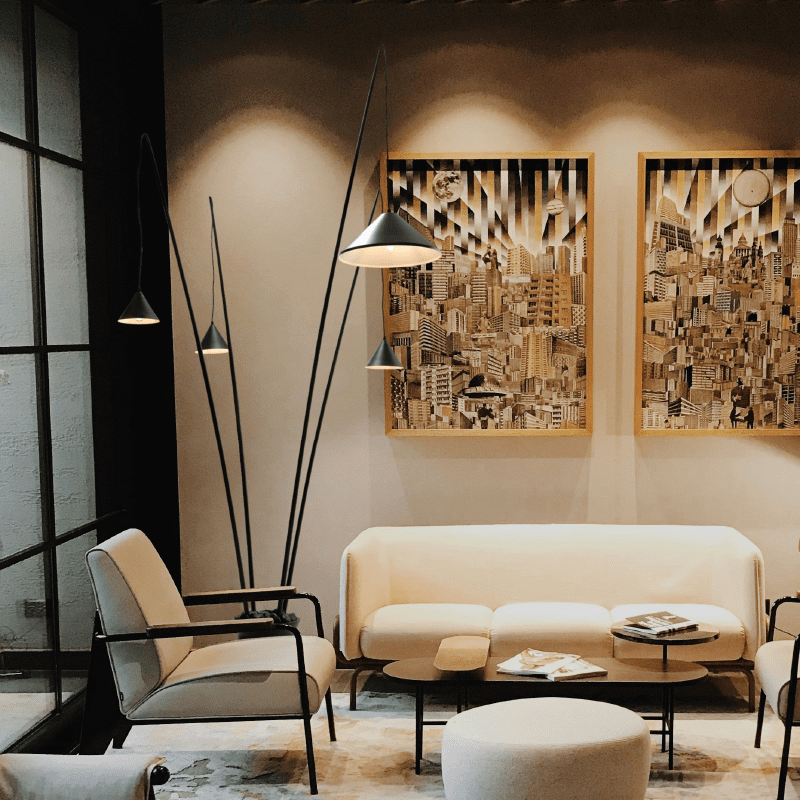 Δαπεδου 4Φωτο Μαυρο Μεταλλο Και Ρητινη D100 H250Cm 4Χe27 Delia - Image 2