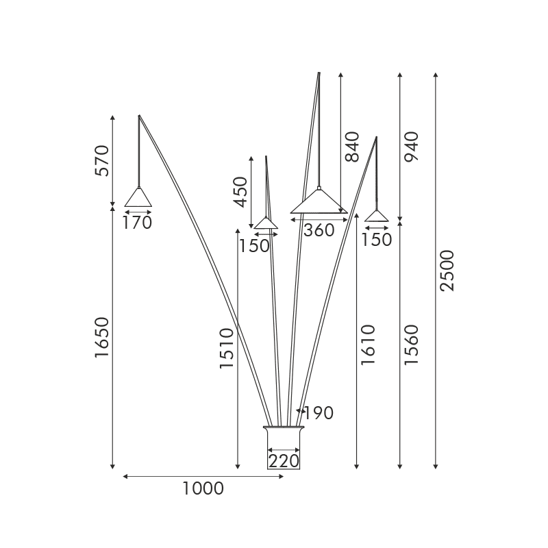 Δαπεδου 4Φωτο Μαυρο Μεταλλο Και Ρητινη D100 H250Cm 4Χe27 Delia - Image 4
