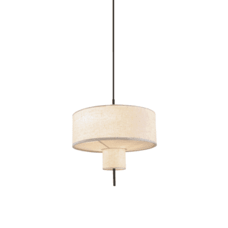 Κρεμαστο Φωτιστικο Μαυρο Μεταλλο Δυο Επιπεδων Μπεζ Υφασματινο Καπελο D40*H120Cm 1*E27,Max 60W Anafi