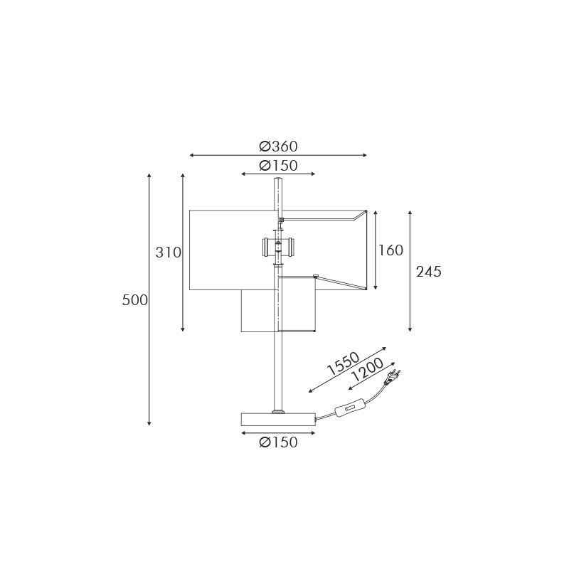 Επιτραπεζιο Μαυρο Μεταλλο Δυο Επιπεδων Μπεζ Υφασματινο Καπελο D36*H50Cm 1*E27 Anafi - Image 2