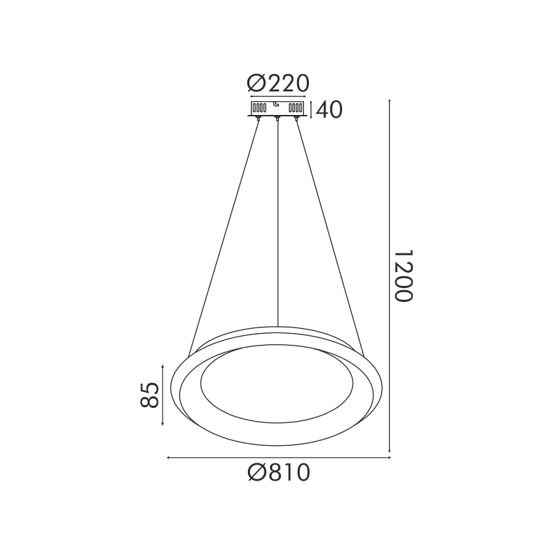 Κρεμαστο Φ/Σ Led 73W Dimmer Cct 5250Lm Μαυρο Μεταλλικο D81Xh120Cm Diana - Image 3