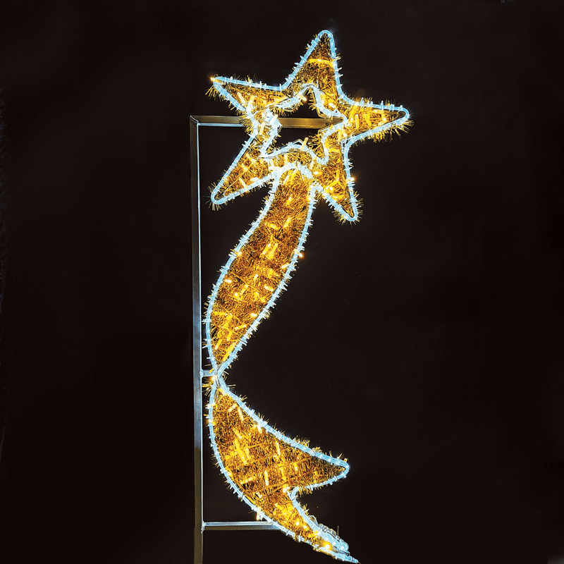 Falling Star With Ribbon 372Led Σχεδ 8M Μονοκ 9,6M Λαμπ Σειρ Θερμ&Ψυχρ Σταθ Ip65 60X150 Cm 1,5M Καλ