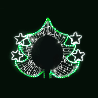 Christmas Tree Pole Head 378Led Σχεδ 4M Μονοκ 3,2M Λαμπ Σειρ Θερμ&Πρασιν Σταθ Ip65 85X93Cm 1,5M Καλ