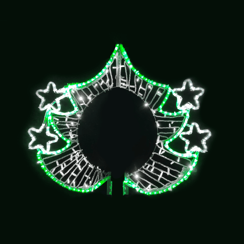 Christmas Tree Pole Head 378Led Σχεδ 4M Μονοκ 3,2M Λαμπ Σειρ Θερμ&Πρασιν Σταθ Ip65 85X93Cm 1,5M Καλ