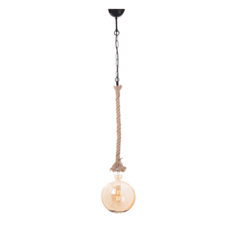 Κρεμαστο 1Χε27 Μαυρο Μεταλ+Σχοινι Μονησ Πλεξησ+Αλυσιδ Η100Cm