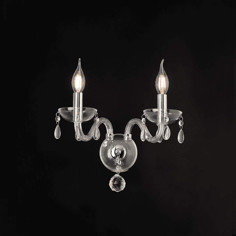 Επιτοιχο Φ/Σ 2Χε14 Διαφανο Κρυσταλλο+Χρωμιο Μεταλλο 38X31Cm Tulia