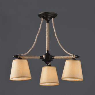 Φ/Σ Οροφησ 3Χε14 Μεταλ Μαυρο+Σχοινι+Μπεζ Αμπαζουρ Φ57Χη48Cm Gavdos