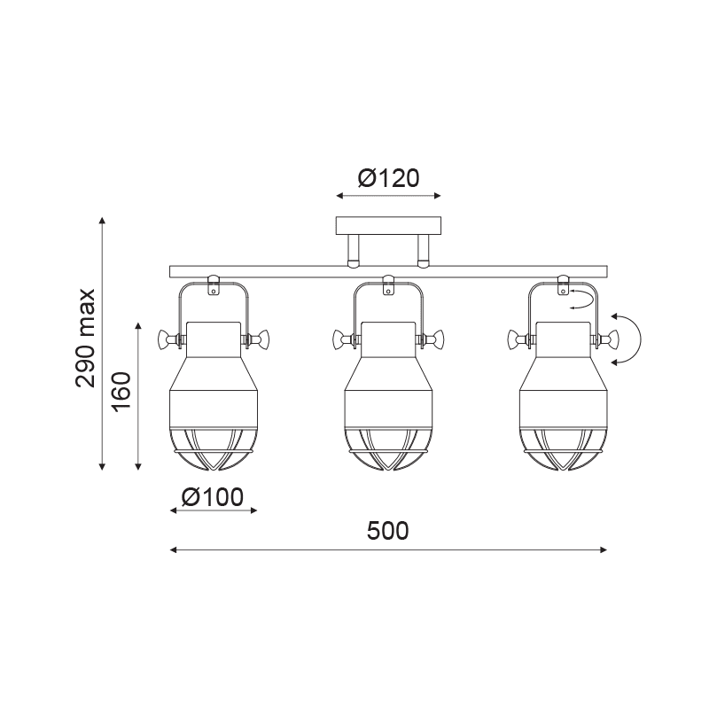 Οροφησ Φ/Σ 3Χε27 Μεταλλικο Μαυρο Πλεγμα Λευκο Φ10Χ50Xh28Cm Dakota - Image 2