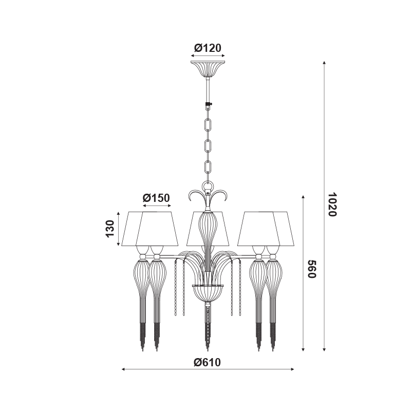 Κρεμ Φ/Σ 5Χε14 Μετ Λευκ-Χρυσ+Αμπαζ+Γυαλ+Αλυσ Gold Φ61Χη102Cm Palermo - Image 2