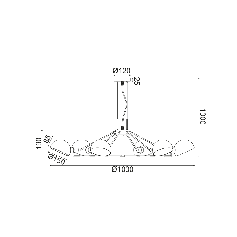 Κρεμαστο Φ/Σ 6Χε14 Μαυρο Μεταλλικο D100Χh100Cm Clotho - Image 3