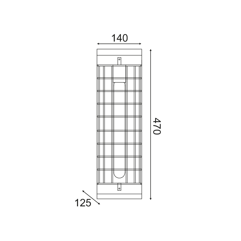 Επιτοιχο Φ/Σ 1Χε27 Ξυλο+Μαυρο Μεταλλο 14X13Xh47Cm Tesla - Image 2