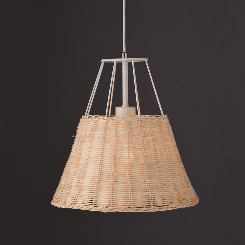 Κρεμαστο Φ/Σ 1Χε27 Ραταν+Λευκο Μεταλλο D30Xh120Cm Zorbas - Image 2