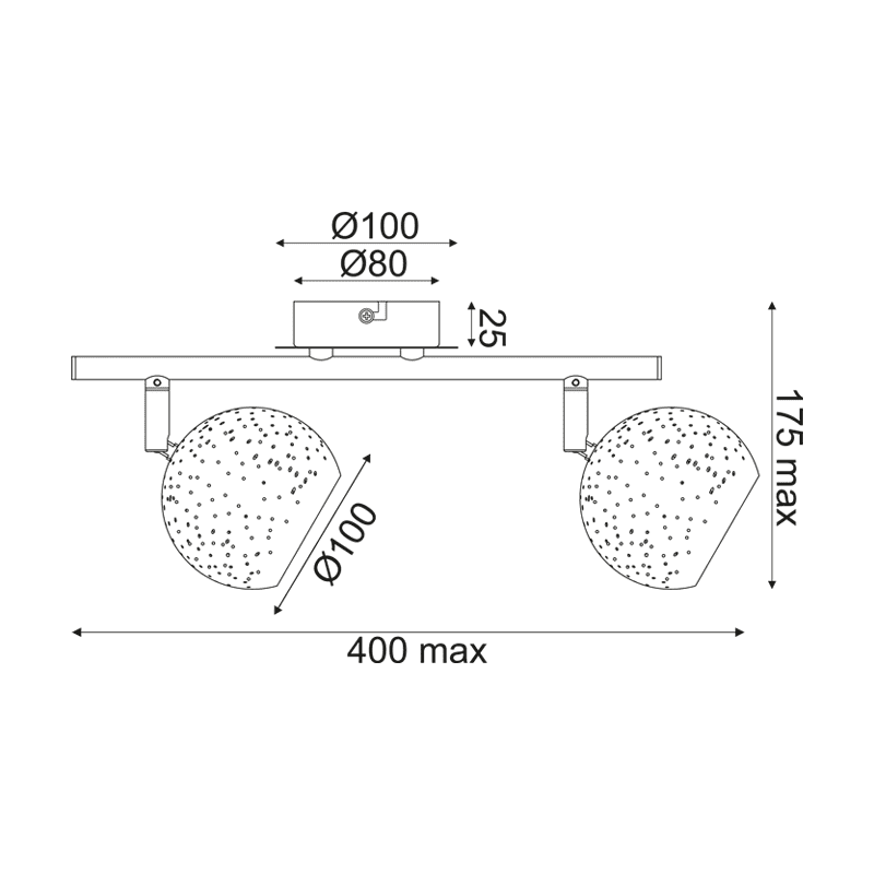 Επιτοιχο Φ/Σ 2Χg9 Μεταλλικο Μαυρο+Ορειχαλκο 32Χ10Χ15,8Cm Planetario - Image 2