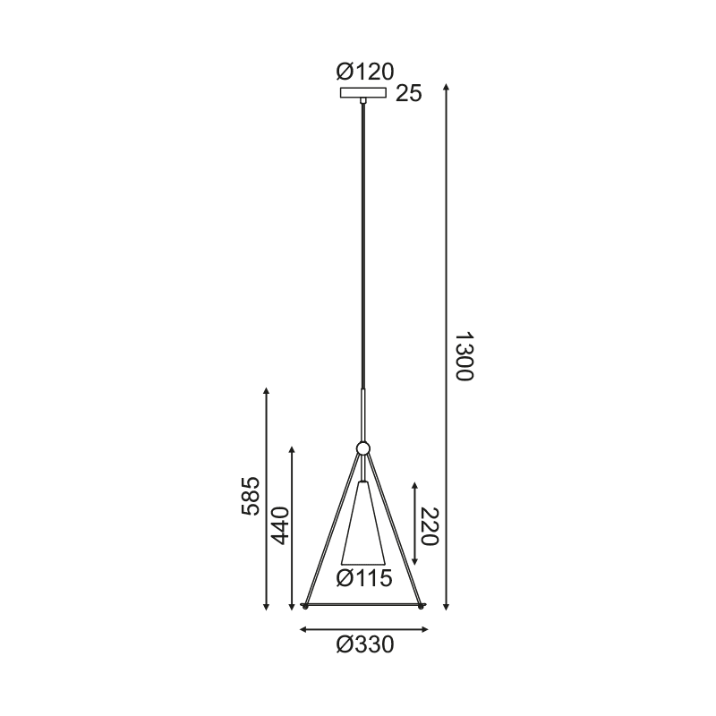 Κρεμαστο Φ/Σ 1Χε27 Λευκο+Μαυρο Μετ/Κο+Γυαλι D33Xh130Cm Temple - Image 2
