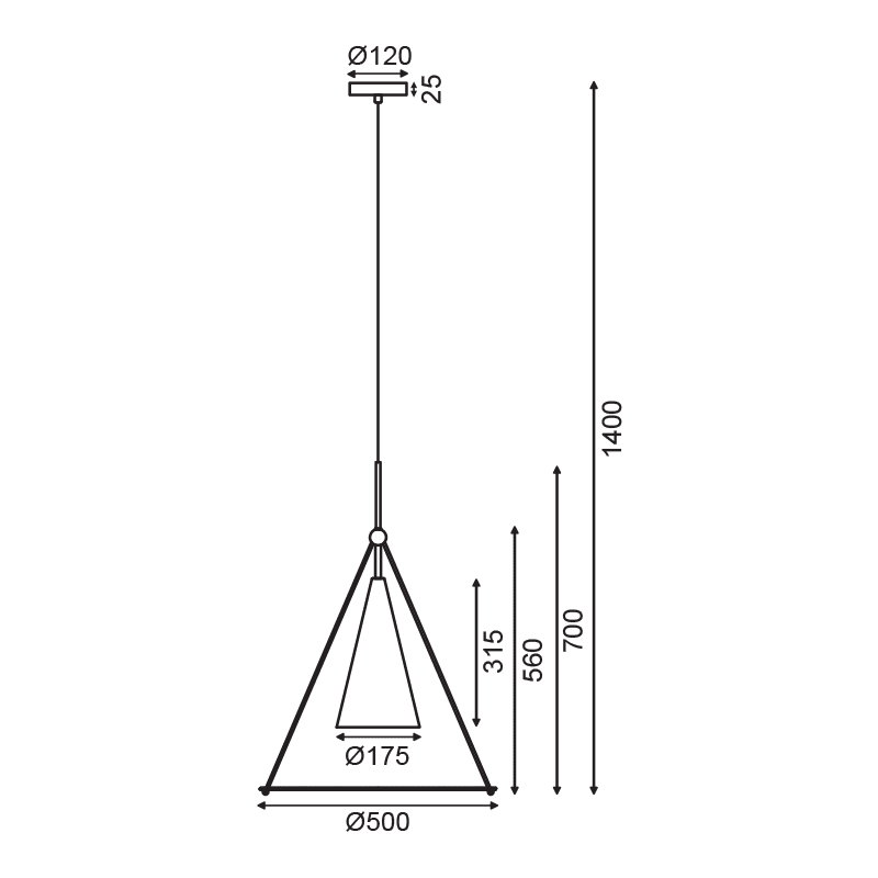 Κρεμαστο Φ/Σ 1Χε27 Λευκο+Μαυρο Μετ/Κο+Γυαλι D50Xh140Cm Temple - Image 2