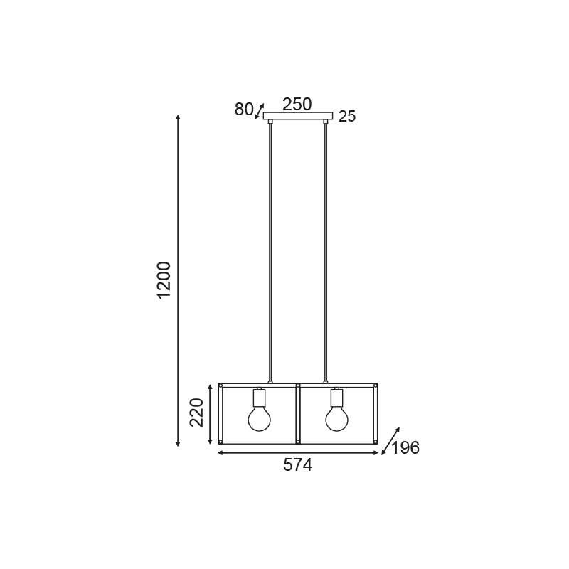 Κρεμαστο Φ/Σ 2Χε27 Μαυρο Μεταλλικο 57Χ20Χh120Cm Mordor - Image 3