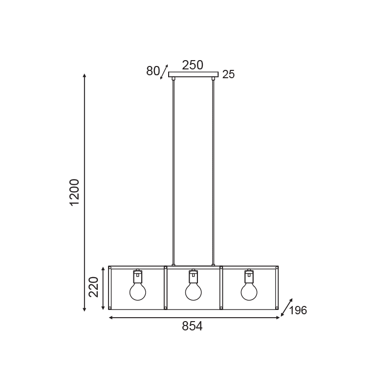 Κρεμαστο Φ/Σ 3Χε27 Μαυρο Μεταλλικο 85X20Xh120Cm Mordor - Image 2