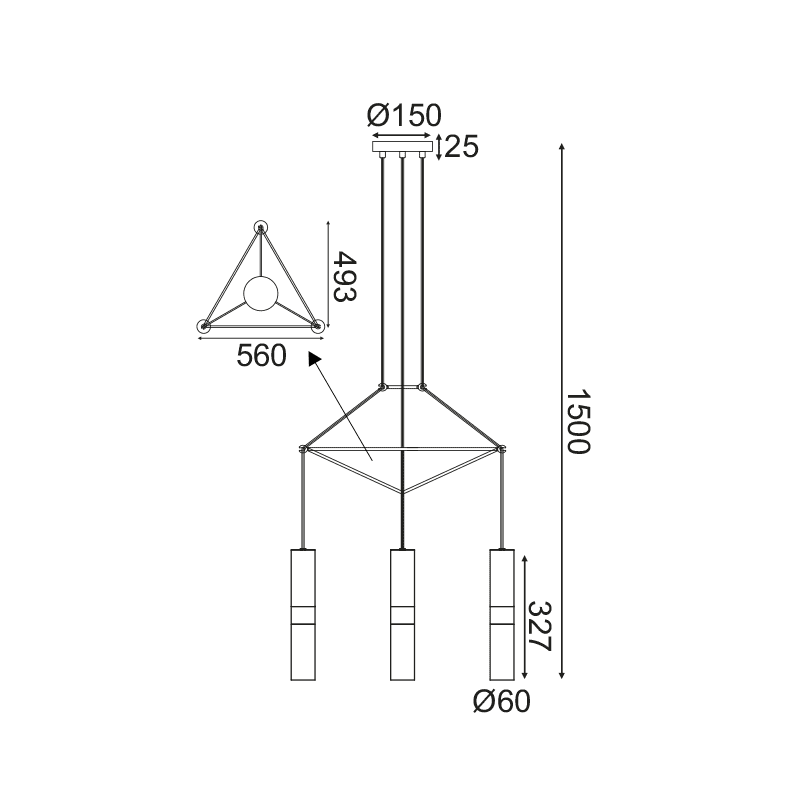 Κρεμαστο Φ/Σ 3Xgu10 Μαυρο Μεταλλικο 56X49Xh150Cm Da Vinci - Image 2